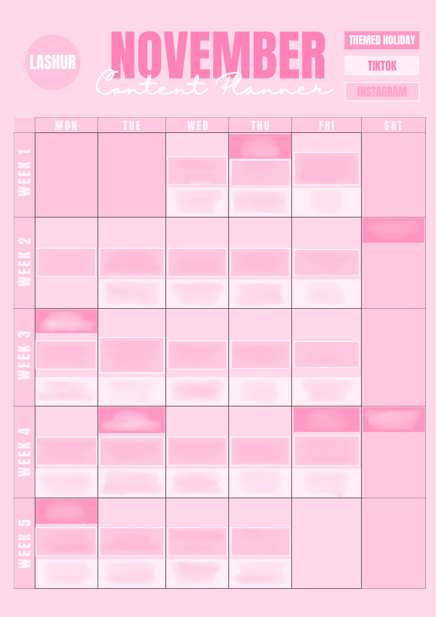 Monthly Social Media Content Planner